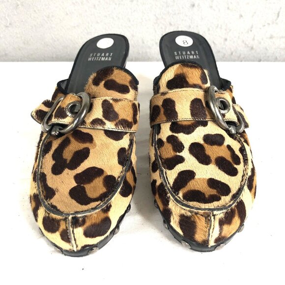 Stuart Weitzman Muls  Womens 8M Leopard Print Calf Hair Pumps Statement - Picture 1 of 16